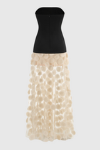 Flowering Girl Women Nodin Strapless Dot Mesh Maxi Dress