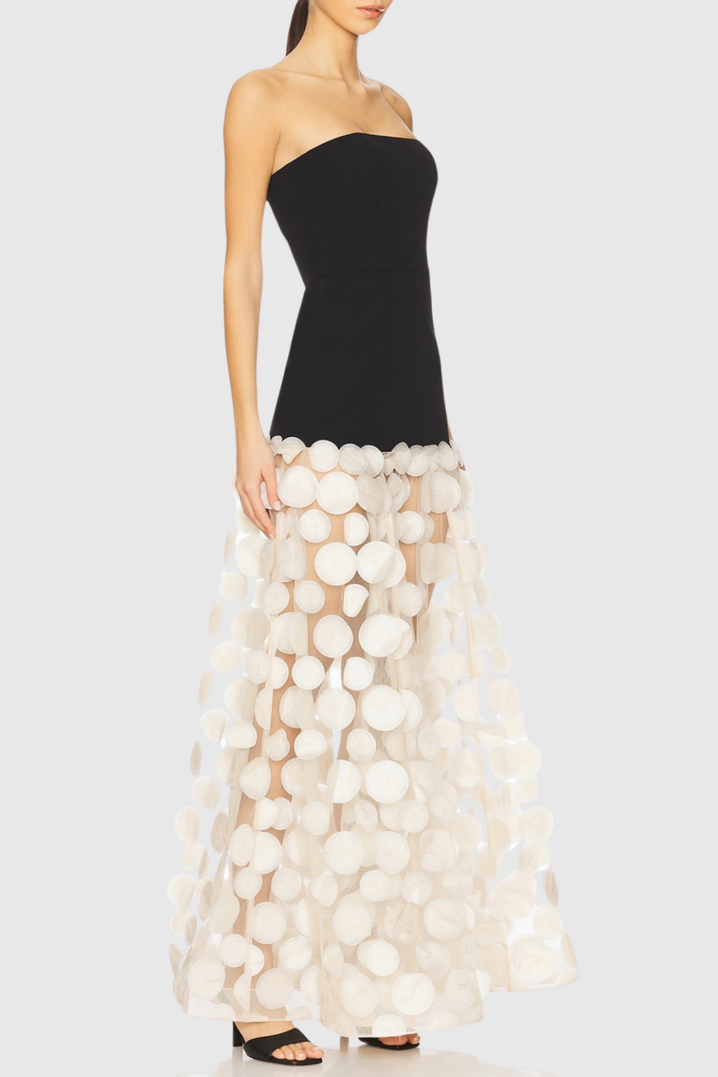 Flowering Girl Women Nodin Strapless Dot Mesh Maxi Dress