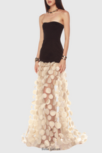 Flowering Girl Women Nodin Strapless Dot Mesh Maxi Dress