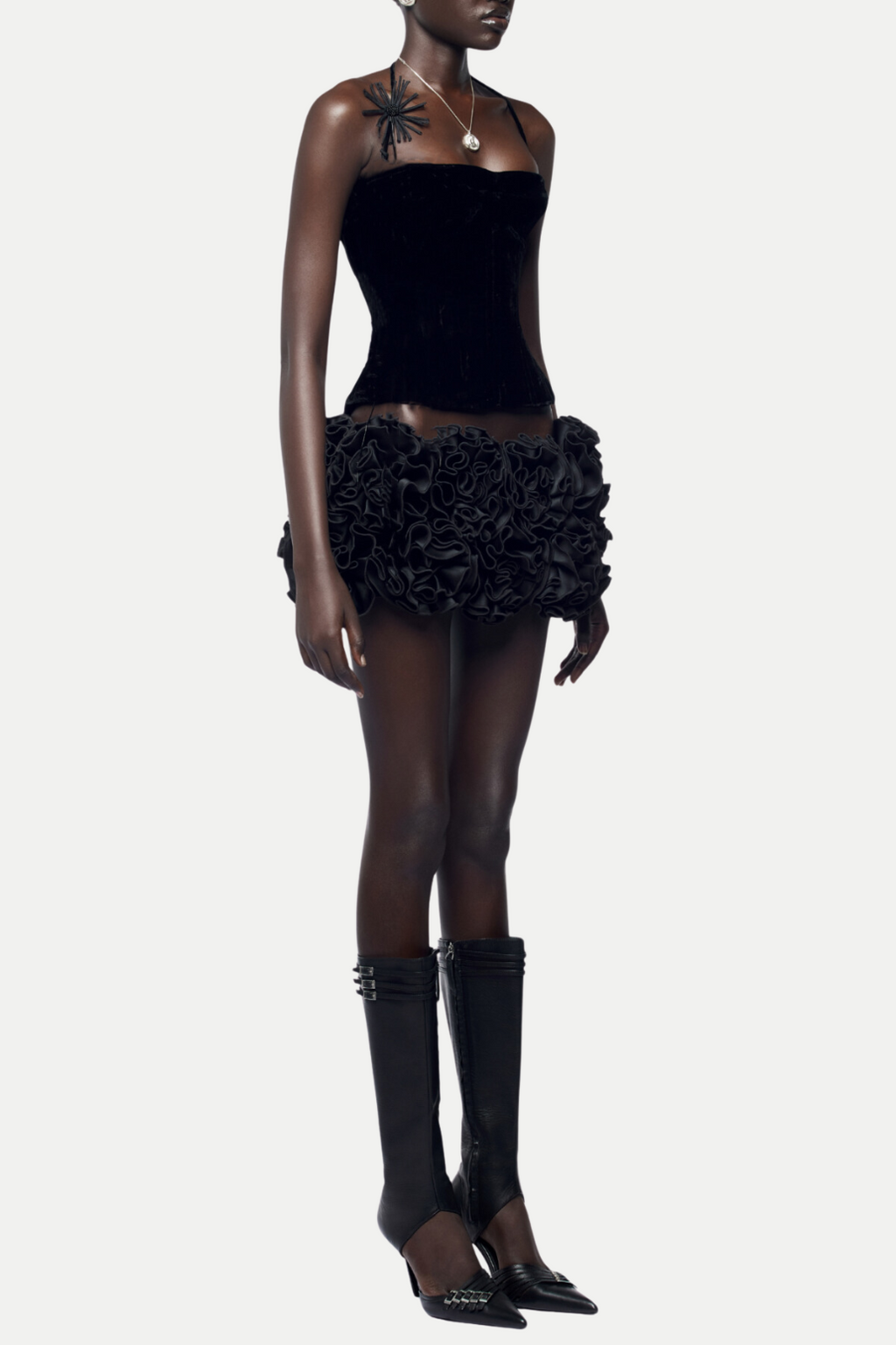Flowering Girl Women Nuala Floral Lace Up Two Piece Set - Black