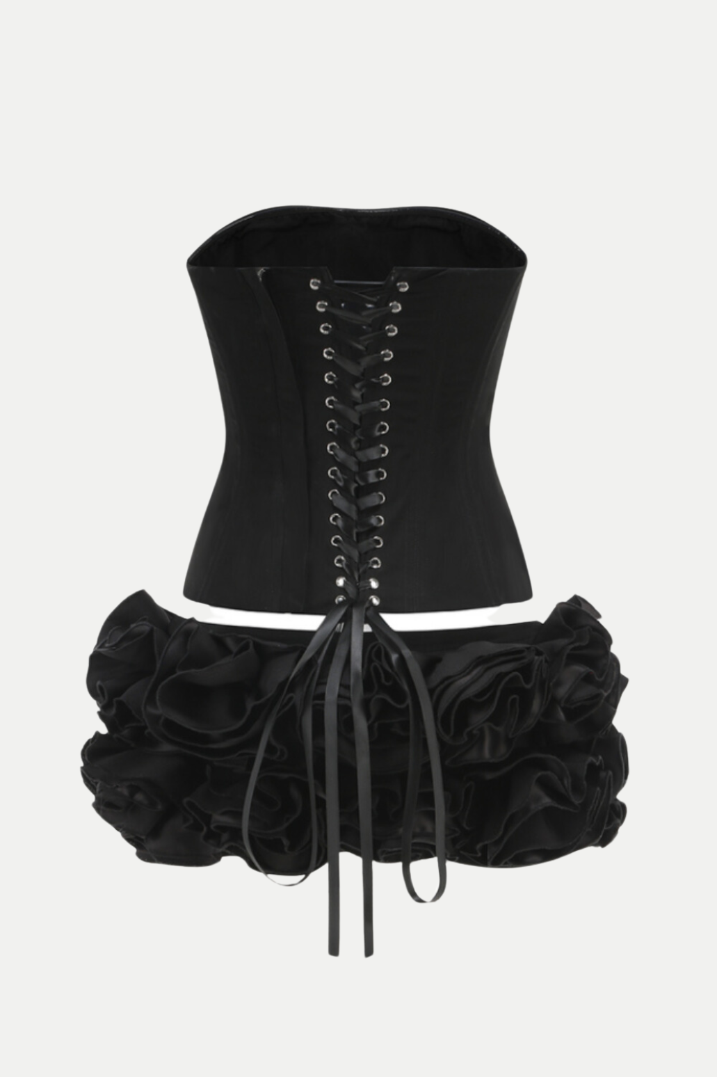 Flowering Girl Women Nuala Floral Lace Up Two Piece Set - Black