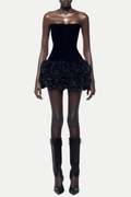 Flowering Girl Women Nuala Strapless Floral Mini Dress - Black