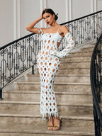 Flowering Girl Women SQUARE HOLLOW ONE SLEEVE MAXI DRESS