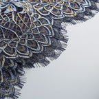 Shnovia Blue Strapless Embroidered Lace Maxi Dress With Gloves