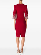 Flowering Girl Women biela v-neck crystal-embellished midi dress in red