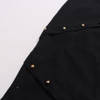 Button-Embellished Cotton-Jersey Top Maxi Skirt Suit In Black