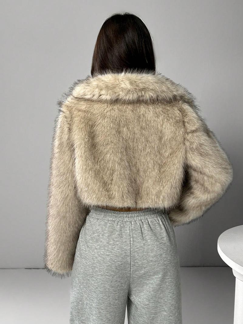 Flowering Girl Women imitation fox fur long sleeve short jackets