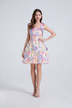 Flowering Girl Women georgia 3d Floral Lace mini Dress in purple
