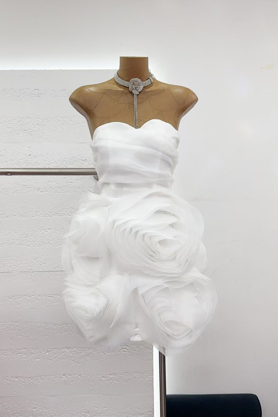 Flowering Girl Women Georgia Appliquéd Organza White Mini Dress