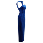 Flowering Girl Women josephine off-shoulder velvet sash gown in blue