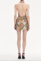 Flowering Girl Women ursula floral print Halter Neck Mini Dress