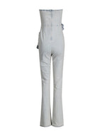 Flowering Girl Women Berlin Floral Denim Jumpsuit in Light Wash
