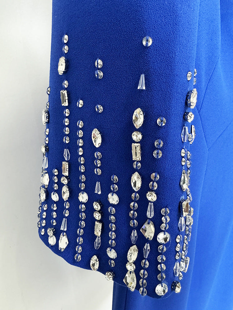 Flowering Girl Women biela v-neck crystal-embellished midi dress in blue