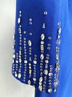 Flowering Girl Women biela v-neck crystal-embellished midi dress in blue