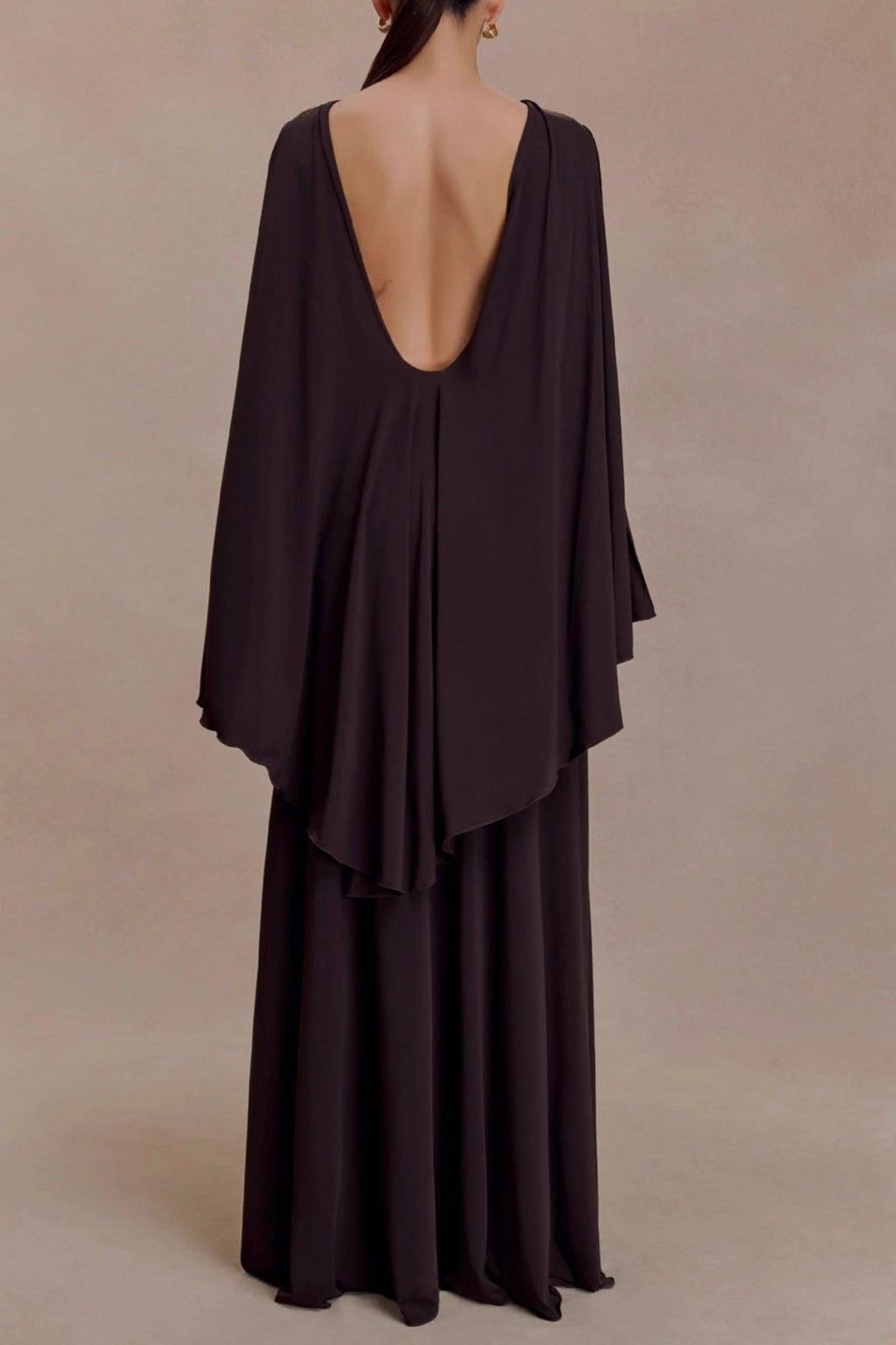 Flowering Girl Women open back cape pleated maxi dress