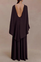Flowering Girl Women open back cape pleated maxi dress