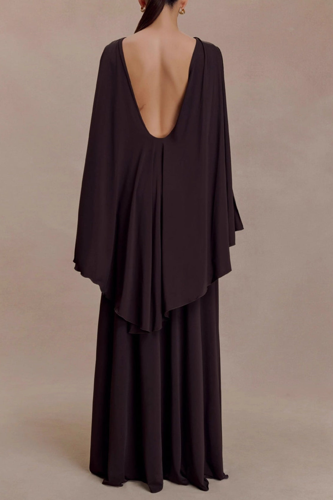 Flowering Girl Women open back cape pleated maxi dress