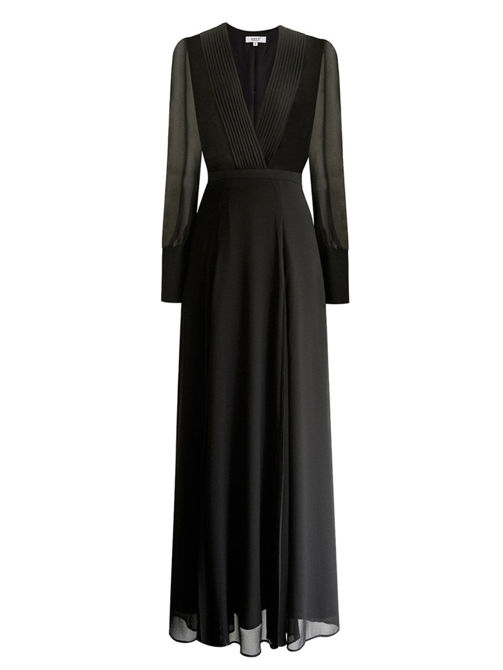 Black V-Neck Long Sleeves Maxi Dress