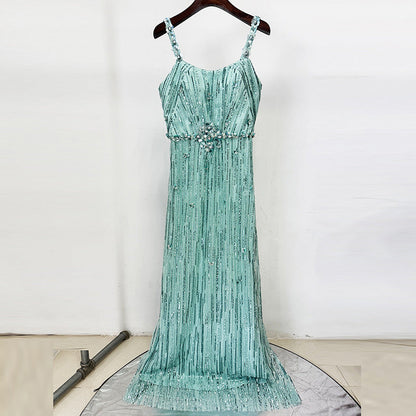 nail bead sequin mesh dress
