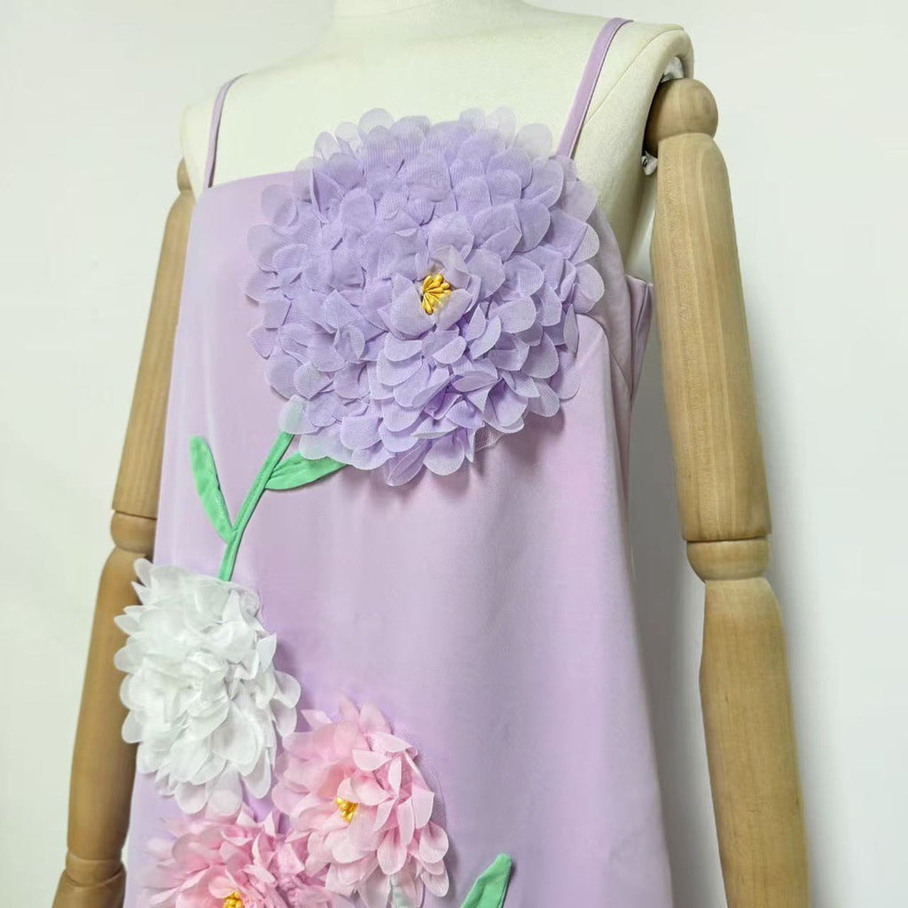 kristin Buttercup Embroidered Maxi Dress in Purple