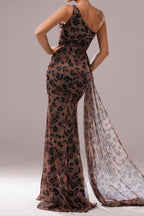 jocelyn High Slit Feather One-shoulder Maxi Dress