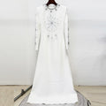 Flowering Girl Women white diamond nail beads floor-length dress