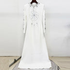 Flowering Girl Women white diamond nail beads floor-length dress