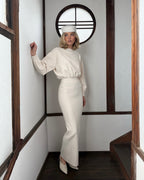 edith High elastic long hip maxi dress in white