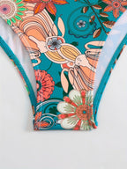 v-neck floral print Ruffle bikini