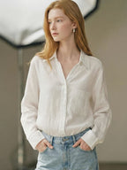 Flowering Girl Women Lazy Style White Linen Shirt