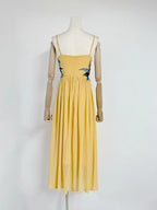 joann Appliqué Camellia Floral Maxi Dress in yellow