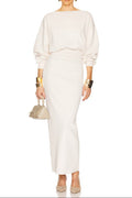 Flowering Girl Women Edith High Elastic Long Hip Maxi Dress In White