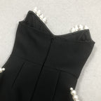 Flowering Girl Women tiffany Pearl Bandage Sleeveless Maxi Dress in black