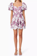 Flowering Girl Women Winifred Hollow Hook Lace Mini Dress In Purple