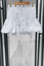 Flowering Girl Women Lace Flower Embroidery Mini Skirt In Sky Blue