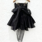 amelia Halter neck tube top with cross straps mini dress in black