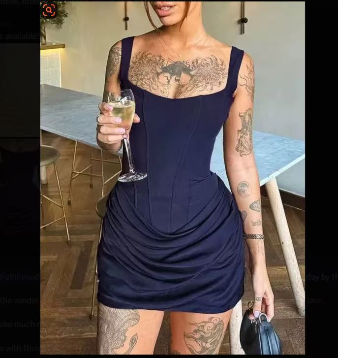 Flowering Girl Women Square Neck Ruched Bodycon Mini Dress
