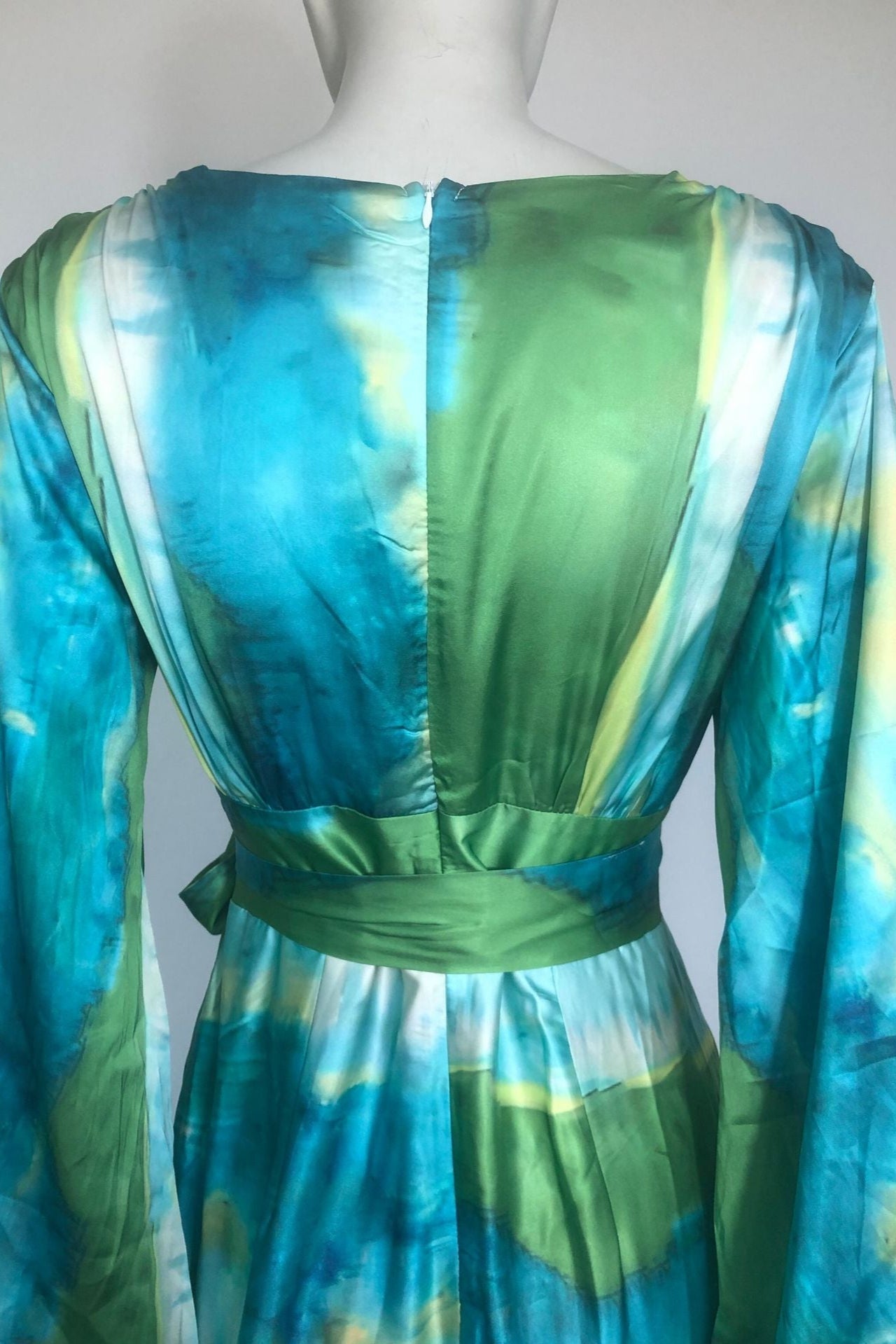 Flowering Girl Women Green Multicolor Floral Print Puff Sleeve Maxi Dress