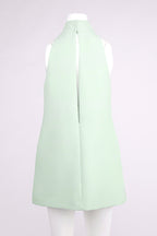 Flowering Girl Women v-Neck Cutout Backless Crepe Halter Dress - Celadon