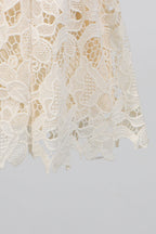 Flowering Girl Women Lace Hollow Sleeveless Mini Dress In Yellow