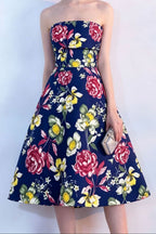 Floral Print Strapless Midi Dress