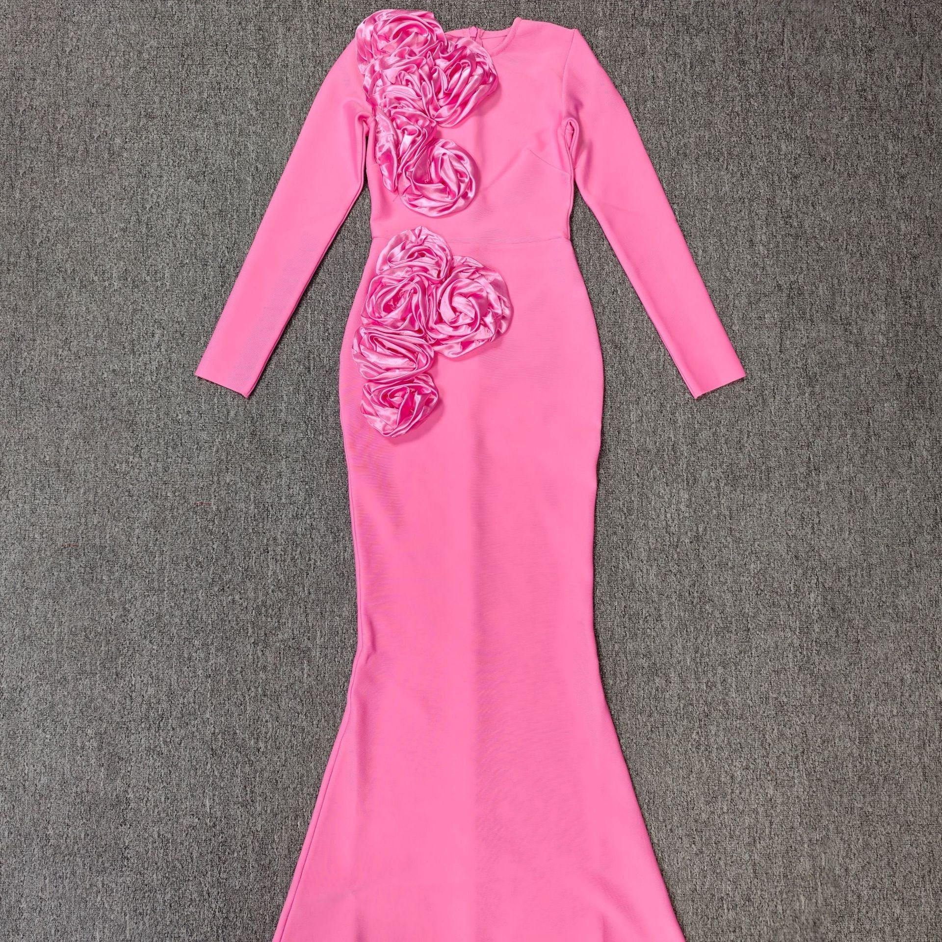 sally 3D Flower Decorative Bandage maxi Dress in pink