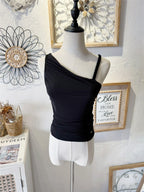 black mesh pleated short satin camisole top