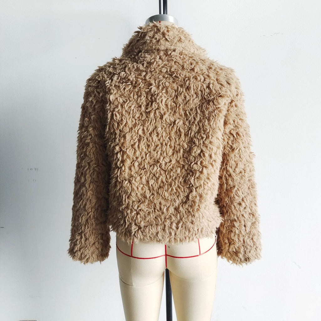 Flowering Girl Women faux fur all-in-one jacket in dark brown