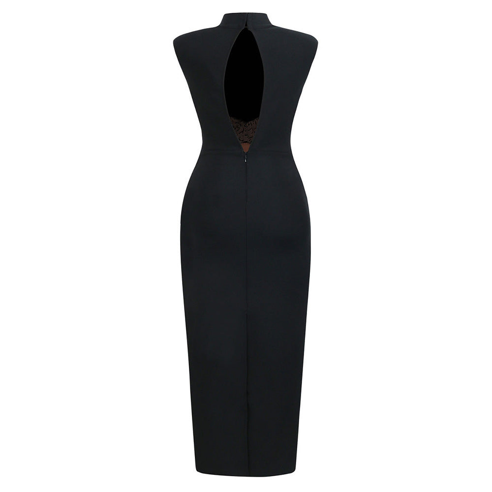 Flowering Girl Women Gold X Beads Embellished Black maxi Dress