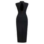 Flowering Girl Women Gold X Beads Embellished Black maxi Dress