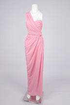 Flowering Girl Women Bess One-Shoulder Slant Neck Pleated Maxi Dress In Pink