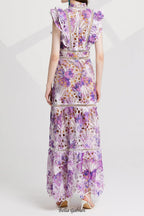 Flowering Girl Women chloe hollow out flower embroidery maxi dress in purple