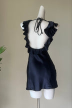 Flowering Girl Women Butacup Frill Mini Dress In Navy