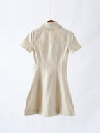 Flowering Girl Women Vanessa Cream Collared Denim Mini Dress